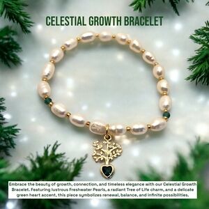 Freshwater Pearl Bracelet with Tree of Life Charm